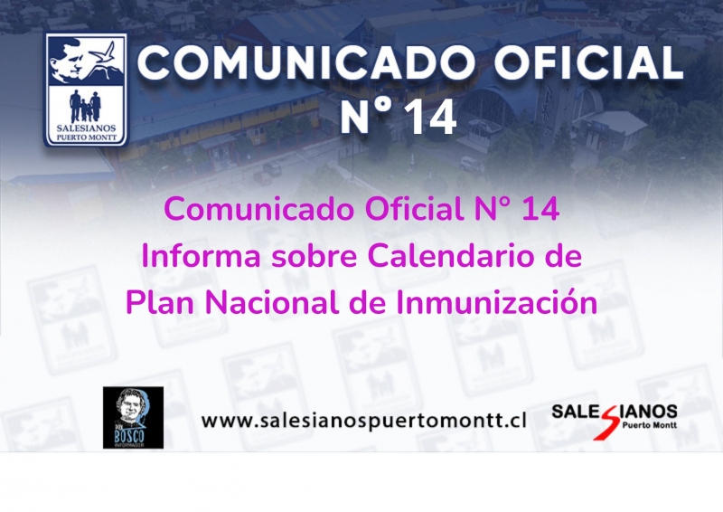 Comunicado N°14 Informa Sobre Calendario de Plan Nacional de Inmunización.